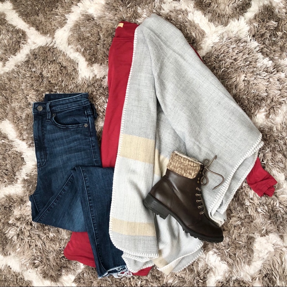 Grey & Beige Poncho